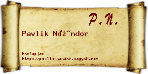 Pavlik Nándor névjegykártya