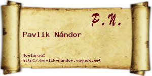 Pavlik Nándor névjegykártya